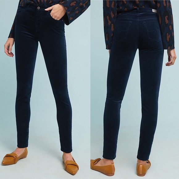 COPY - Midnight Blue AG Anthropologie The High Rise Stevie Ankle Velvet Jeans s… - Picture 1 of 8